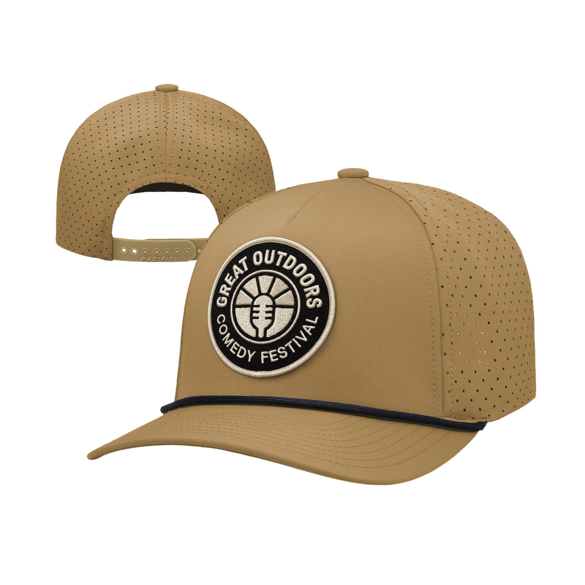 Badge Rope Perforated Hat - Buck/Black